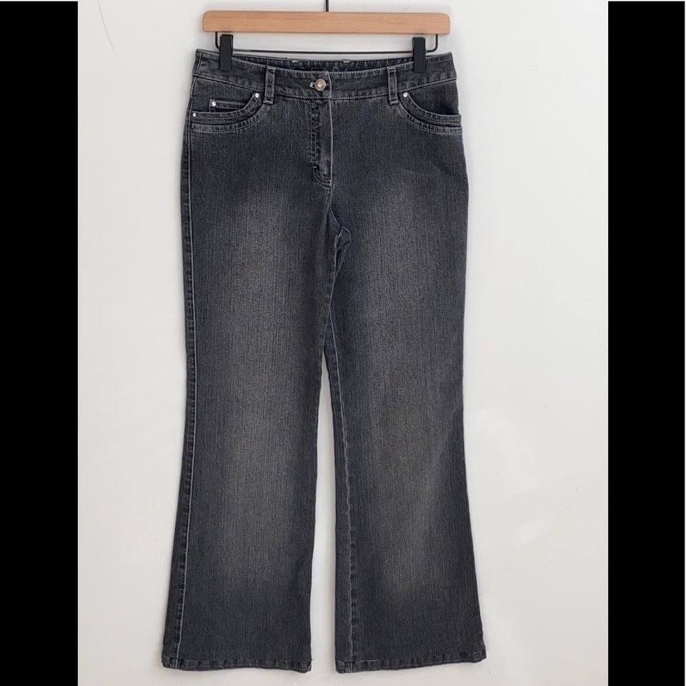 Escada Black acid washed Flare Jeans, Size 34